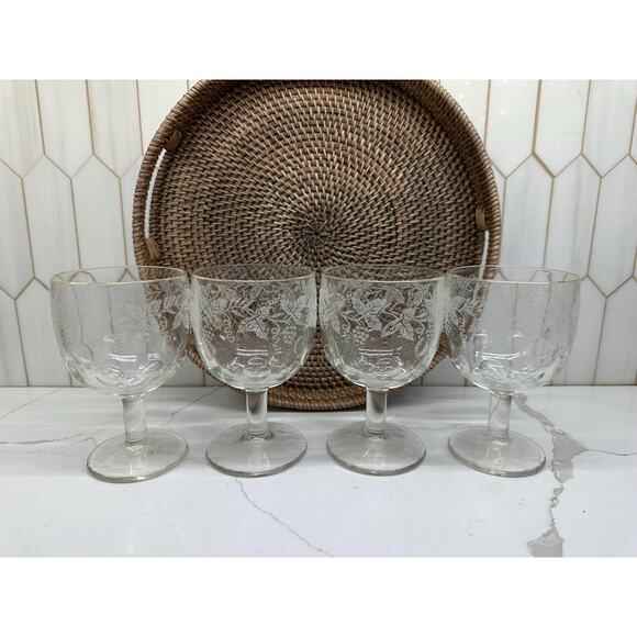 Bartlett Collins Water Goblets - Decoration 806 Clear (Gold Trim) -‎ Set of 4 - Picture 1 of 10